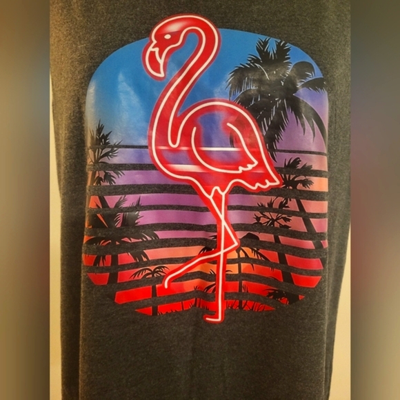 Ladies Gray Sleeveless Muscle Tee with Flamingo Graphic (Size XL)‎ - Picture 3 of 11